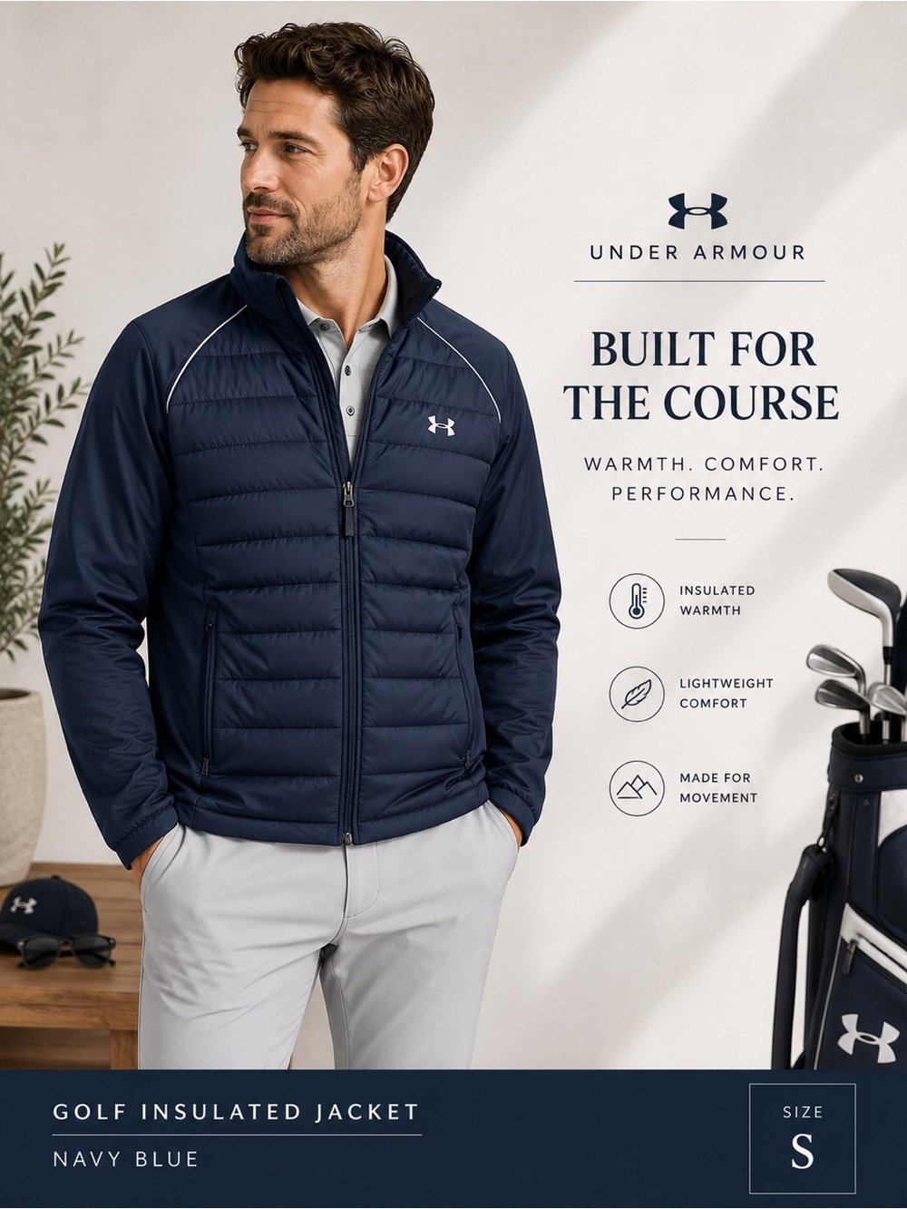 Under Armour Golf Insulated Jacket – Navy Blue – Men’s Small